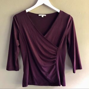 MOA MOA Deep Purple Faux Wrap Side Ruched Top 🍇
